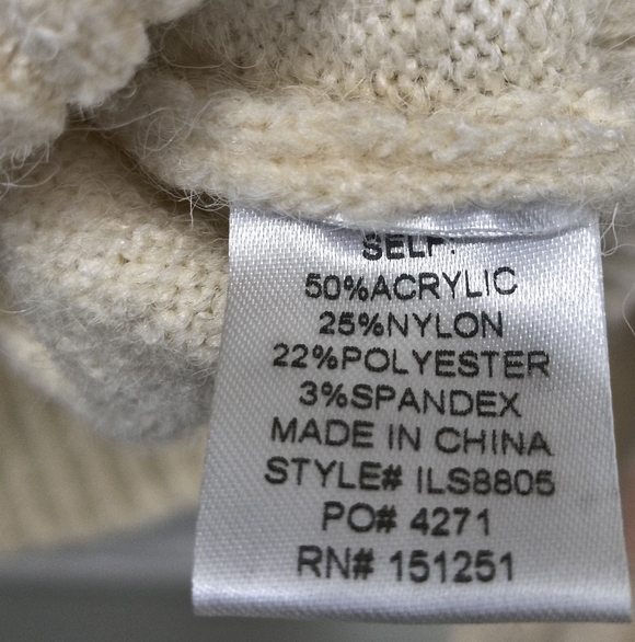 In Loom Long Sleeve Floral  Graphic Patterned Knit Beige/Cream Sweater Small - Picture 10 of 11